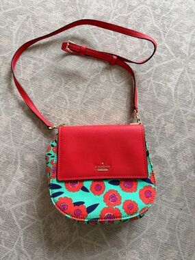 kate spade Red Floral Print Crossbody with Turquoise Base